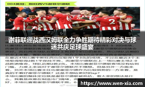 谢菲联迎战西汉姆联全力争胜期待精彩对决与球迷共庆足球盛宴